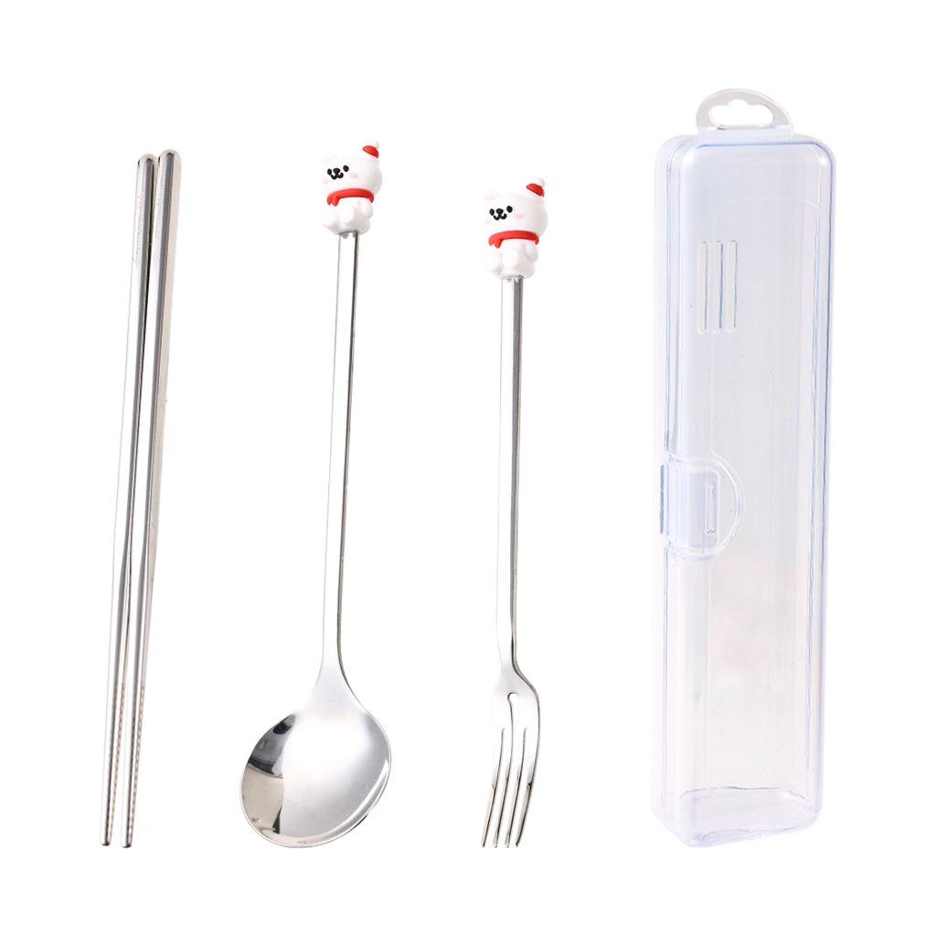 Портативный набор столовых приборов из нержавеющей стали 316, вилка, ложка, палочки для еды, с коробкой, рождественский набор столовых приборов, многоразовая посуда