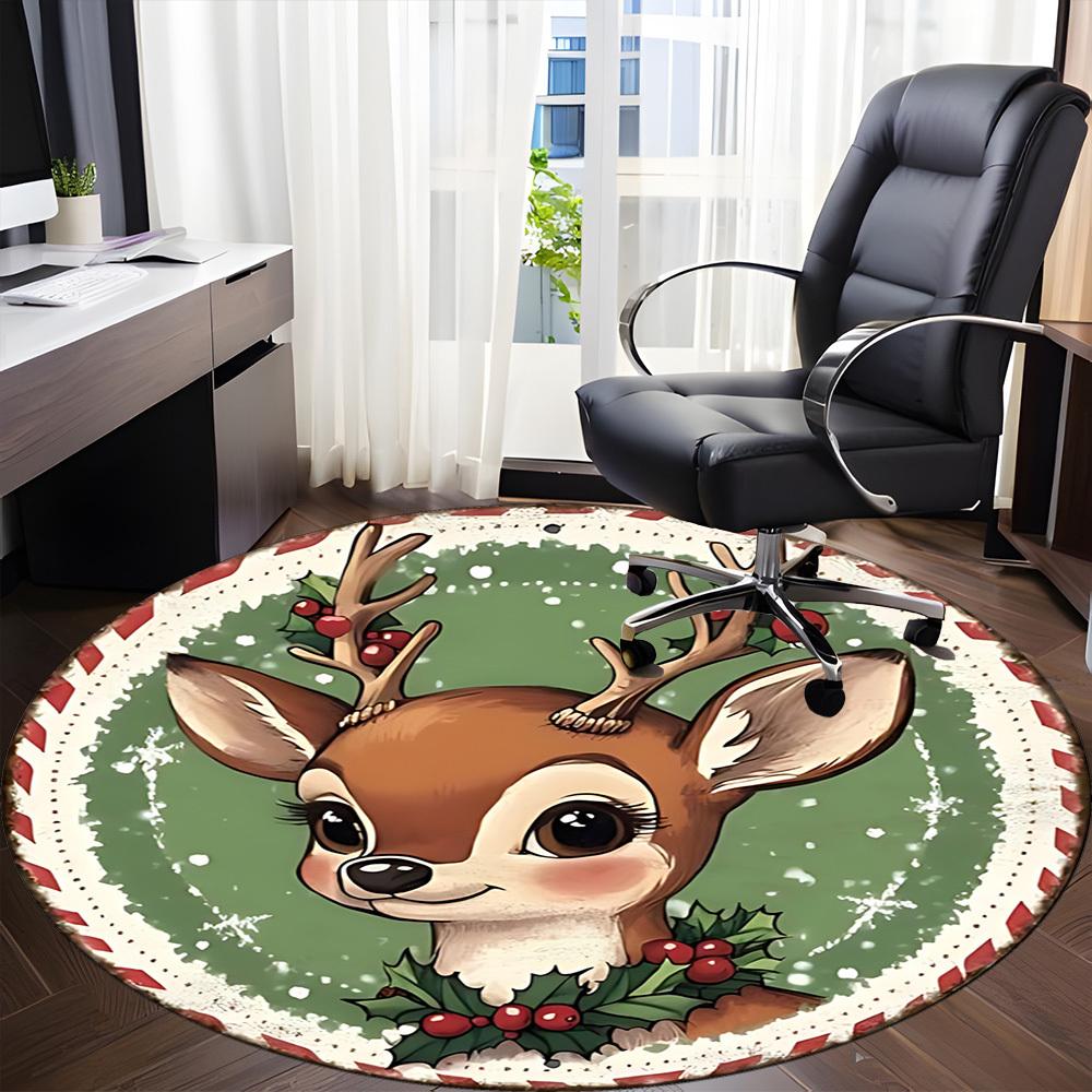 1pc Christmas Deer Chair Carpet for Office, Non-slip, Soft and Durable Office Rug, Perfect for Office yy251227128