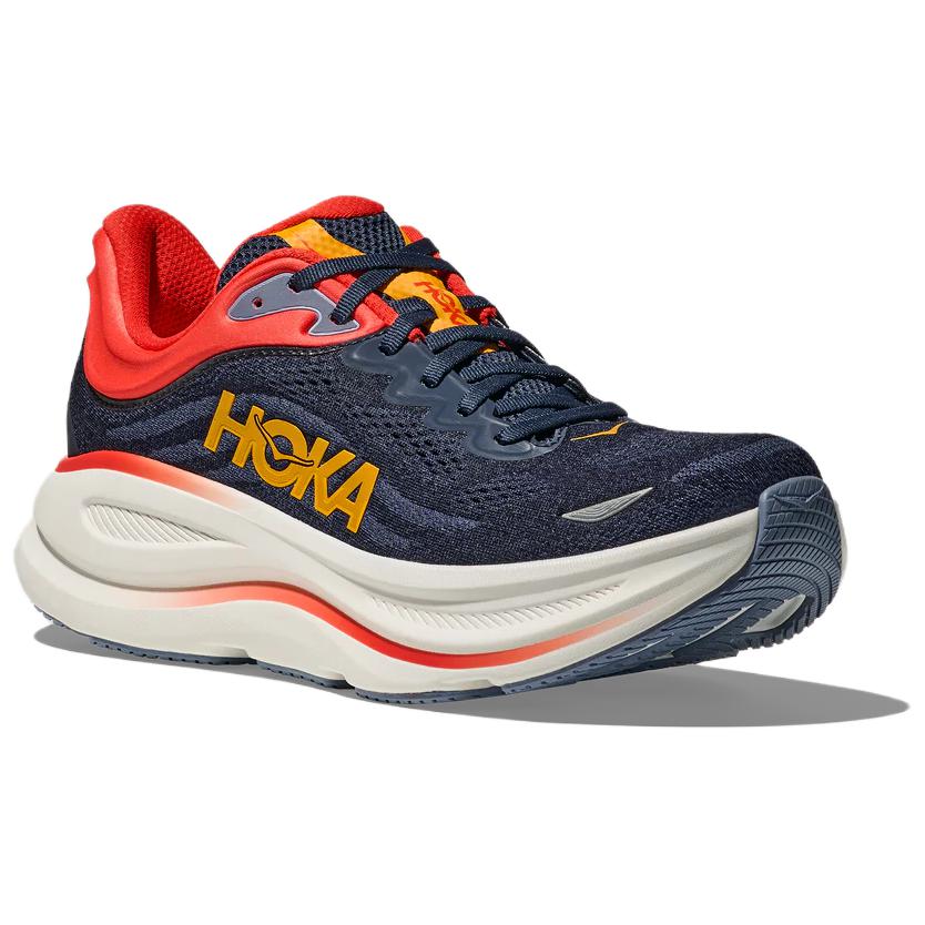 HOKA One One Bondi 9 Comfortable Sports Shock Absorbing Durable Low Top Long Distance Running Shoes Men Sneaker Navy-Blue 1162011-VTYN