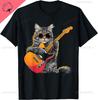 Cat Playing Guitar Rock Star Rock and Roll for Men Women  T-Shirt Print Original Design Gifts T Shirts Camiseta Hombre