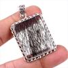 Natural Black Rutile Gemstone 925 Solid Sterling Silver Gift Pendant 2.5" w0G17