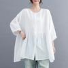 Летние свободные простые женские корейские рубашки повседневные однотонные рукава три четверти тонкие блузки топы