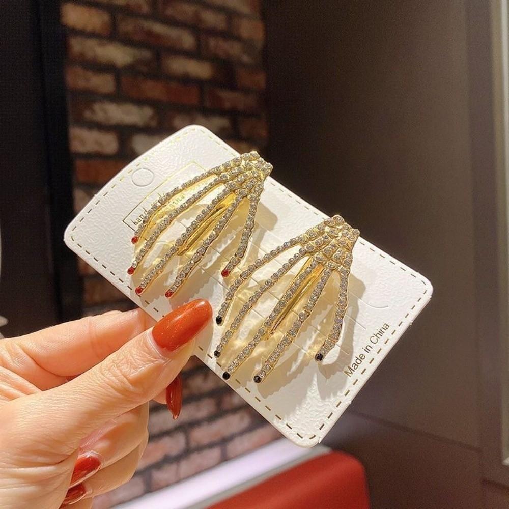 Retro Skeleton Hand Hair Clip Gothic Style Headwear Personality Bone Claw Hairpin Hair Accessories