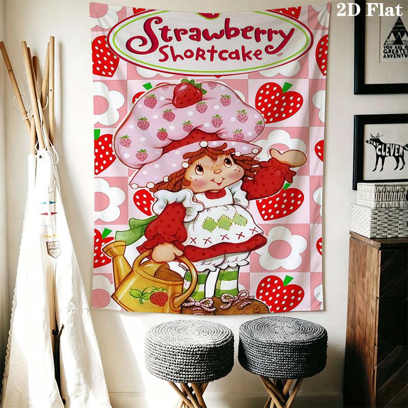 Strawberry Shortcake Wall Hanging Printed Fabric Blanket Decorative Tapestries for Bedroom Living Room Home Decor