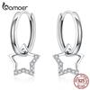 BAMOER Statement Wedding Jewelry Clear CZ Earrings with Star Charm Women Genuine Fine Jewelry