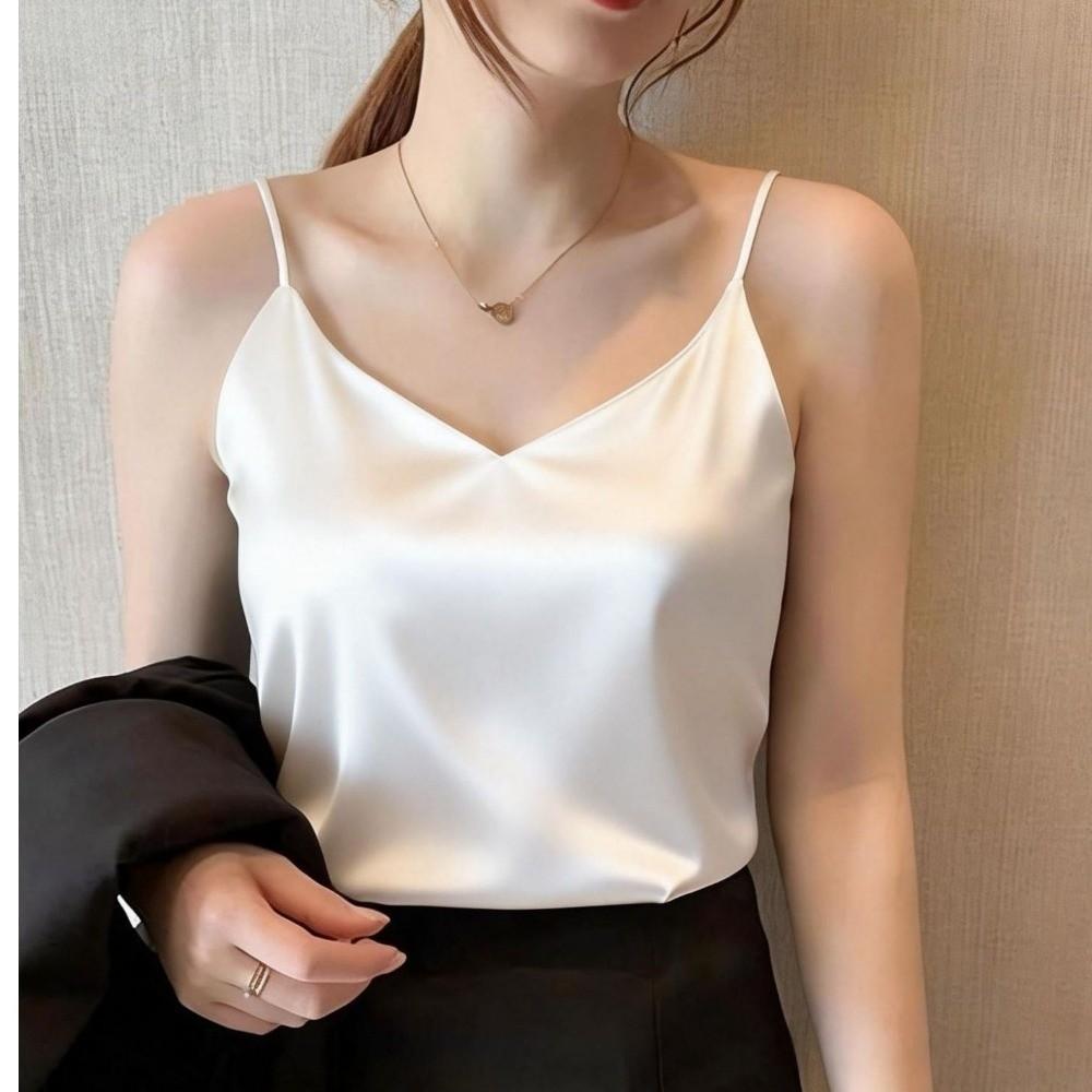 Sleeveless Spaghetti Strap Top Stain Silk Ladies' Base Vest Women Summer Camisole Layering Piece