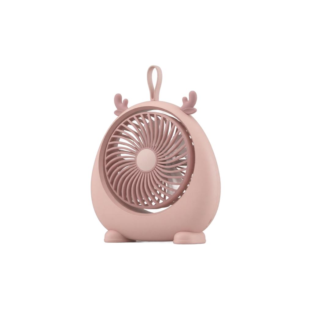 Portable Mini Desktop Fan USB Powered Adjustable Quiet Small Fan with Lanyard and Antler Design Suitable for Summer Use