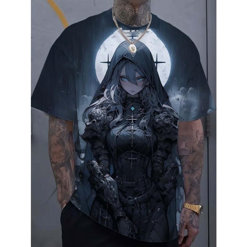 Футболка с рисунком девушки-татуировки из мультфильма, 3D-принт, мужская, большой размер, толстовка для мужчин, Bad Girl Harajuku, короткий рукав, футболка