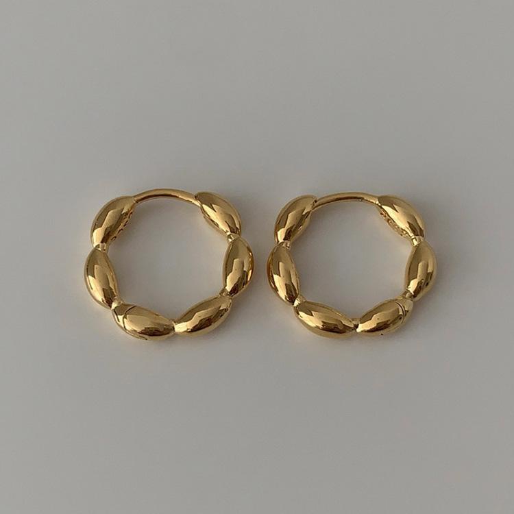 ANENJIERY маленькие серьги-кольца в форме фасоли для женщин, модные универсальные серьги в стиле ретро, ​​ювелирные изделия для вечеринки, помолвки