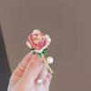 Elegant Peony Studded  Brooches For Women Girls Delicate Pink Blue Flower Pearl Brooch Pins Party Jewelry Gifts
