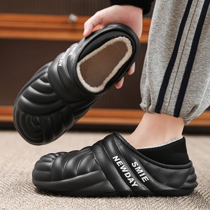 Теплая зимняя хлопковая обувь, женские теплые меховые домашние тапочки, нескользящие плюшевые тапочки из ЭВА, домашние тапочки для пар с толстой подошвой, шлепанцы