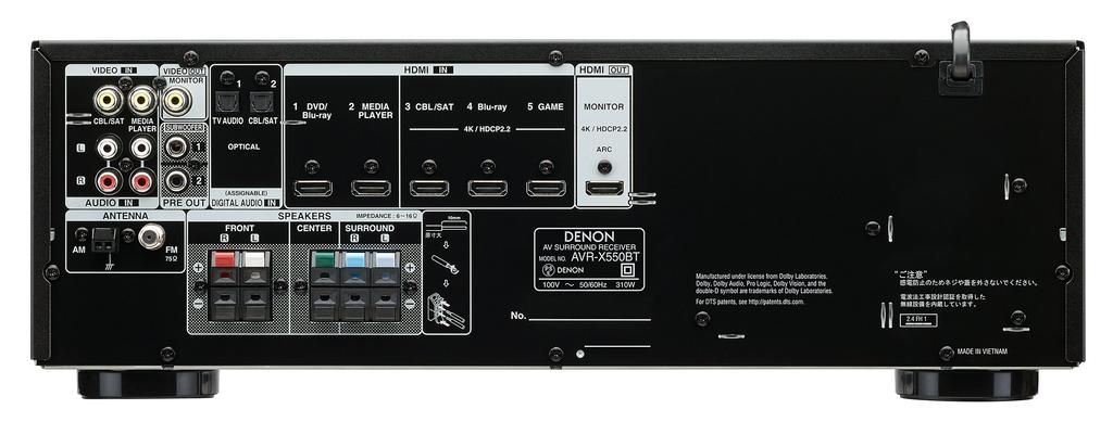 AV-ресивер Denon начального класса совместимый с Dolby Audio, черный AVR-X550BT 5.2ch TrueHD/DTSHD/Master AVR-X550BT-K