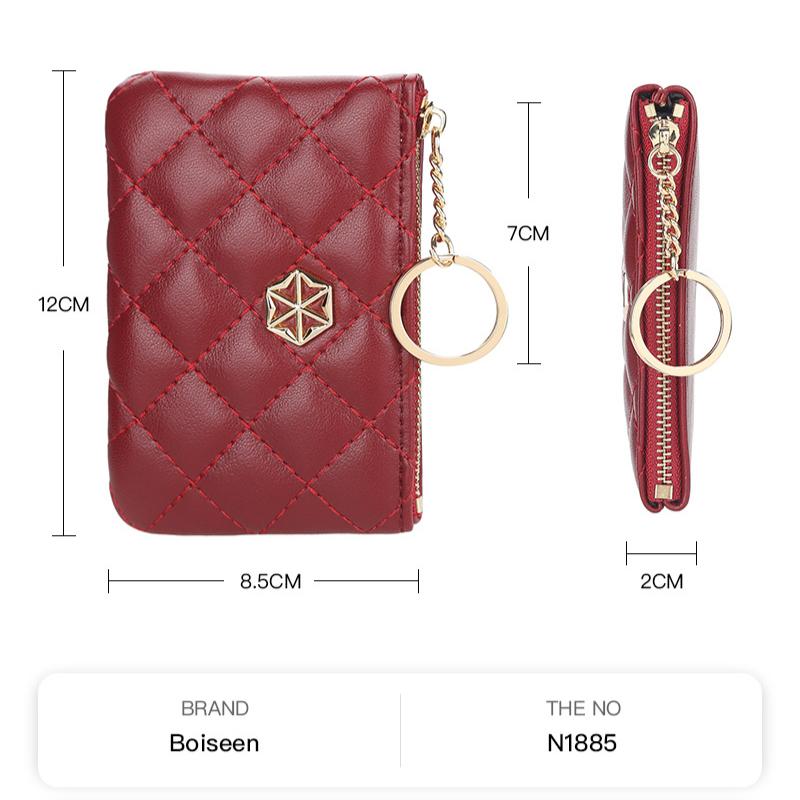 Women's Simple Fashion Wallet Pu Leather Short Purse Zipper Coin Purse Small Metal Ring Bag Key Wallet