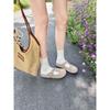 Spring and Summer New Small Milk Bag Inner Height Increase Retro Buckle Bag Head Mary Jane Slippers Women's Half Drag