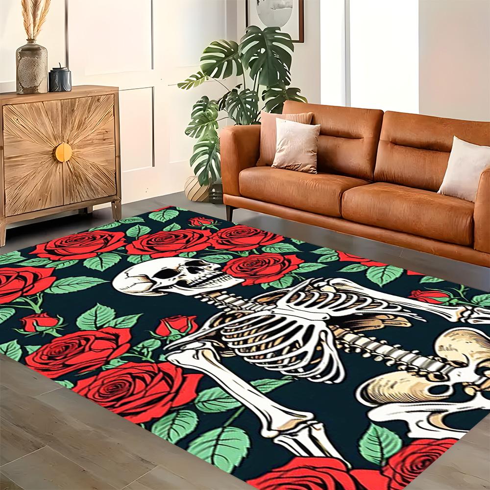 Sugar Skull With Flowers for Living Room rug, BedRoom rug, Study Room rug, Hallway Decoration, Perfect for Home Decoration or Holiday Gifts