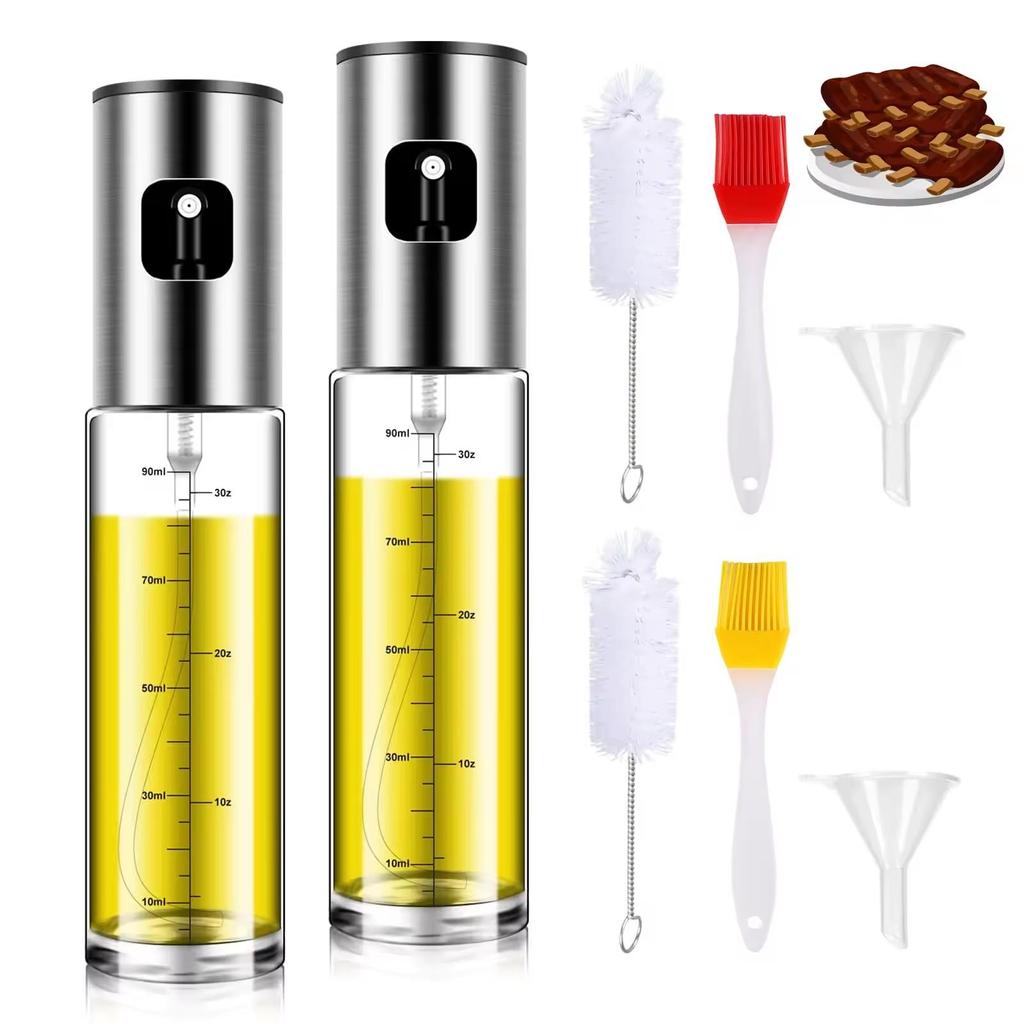 Creative Glass Spray Oil Kettle Oil Spray Bottle Atomizing Seasoning Bottle Press Type Spray Oil Bottle