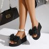 Fashion 2025 Summer Basic Women's Slippers Fashion Butterfly-knot New Open Toe Outdoor Casual Best Seller Plus Size Light Wedge Slippers