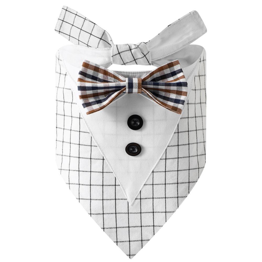 Tanpopo Big Dog Collar Triangular Bandana Scarf Elegant Bow Tie Suit Clothing Pet Costume Clothes for Wedding Engagement Party