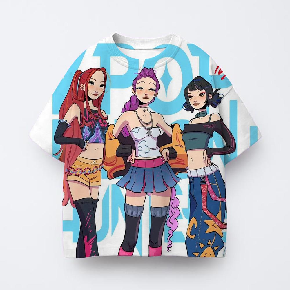 Kpop Witch Hunting GroupCute Cartoon Animal Printed Girls T Shirt Summer Birthday Party Kids Boys Short Sleeve T-shirts Children