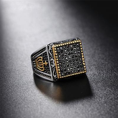 Винтажное кольцо с короной, кольца из нержавеющей стали для мужчин, полные циркона, ювелирные изделия, подарок