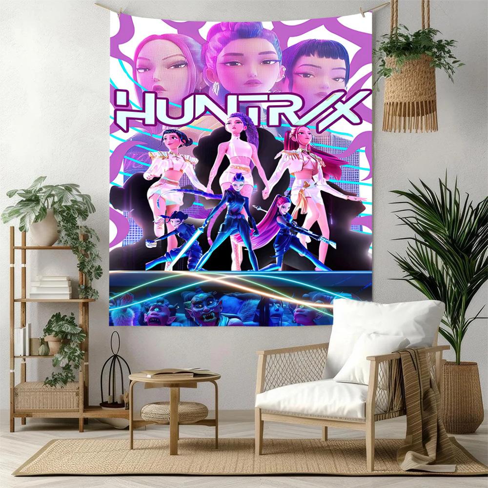 Huntrix Theme Wall Decor Tapestry Art For Pet Memorial Birthdaywedding Party Backdrop Family Gift