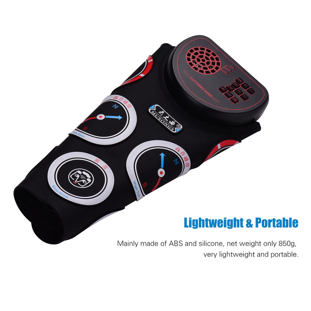 Портативный электронный барабан Roll Up Drum, силиконовый, для практики, встроенный динамик, аккумуляторная батарея 1200 мАч