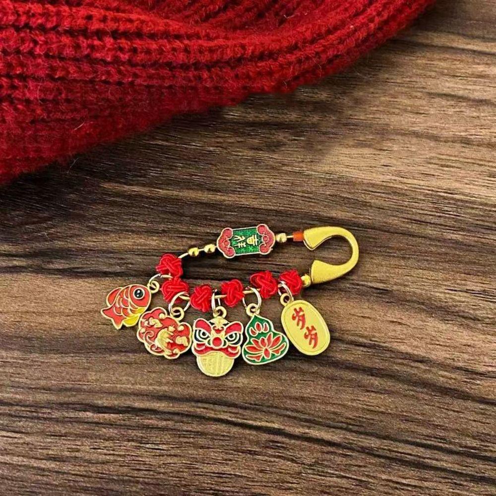 Horse Year Lucky Pins Gold Sand-plated Ornaments Fashion Guardian Brooch  Newborn Baby