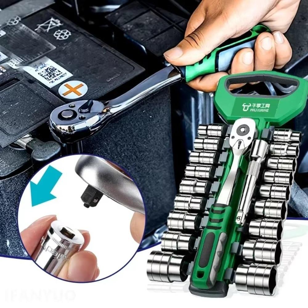 Chrome Vanadium Steel Ratchet Wrench Kit 1/4 Sleeve Spanner New Socket Wrench Set Socket Deep Nut