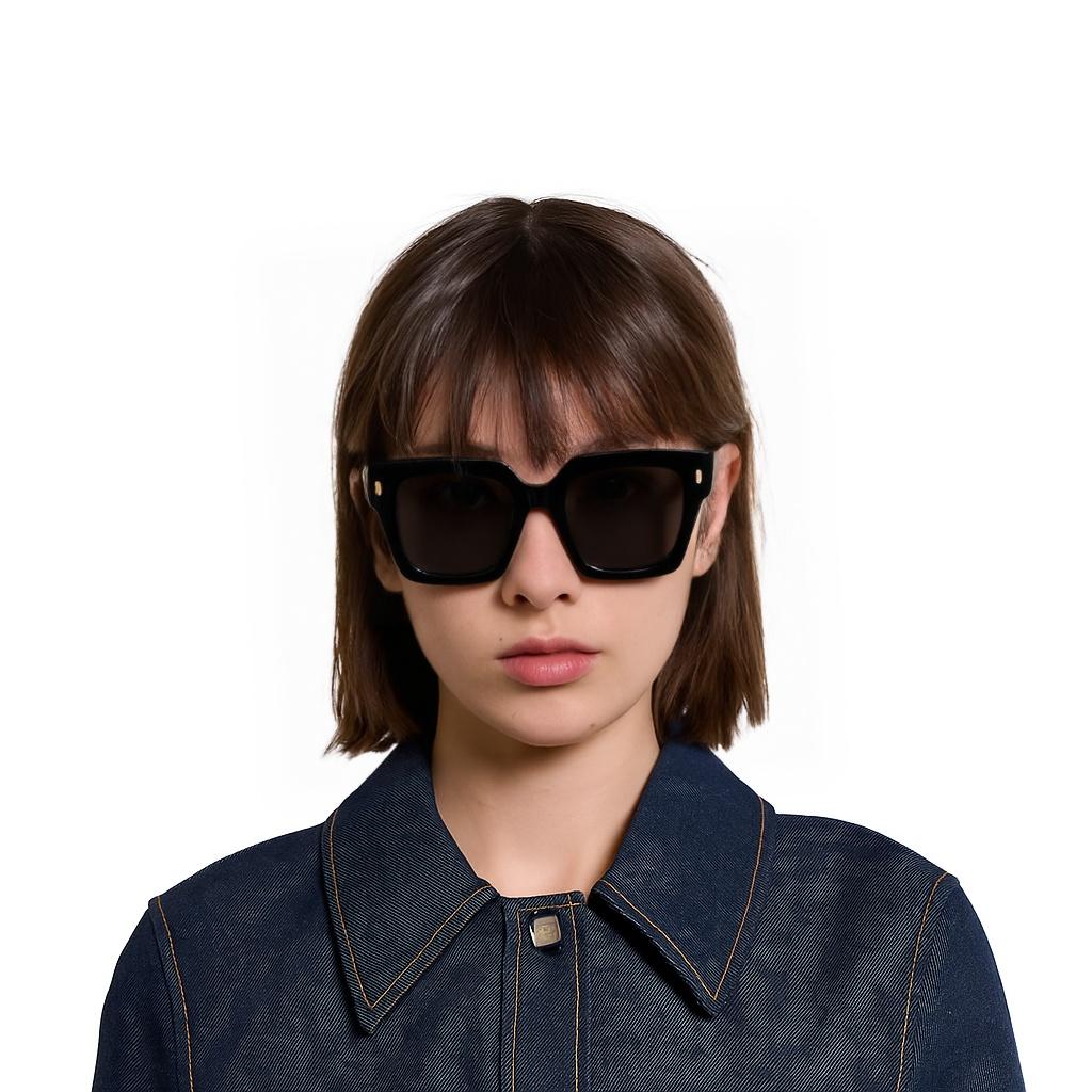 Fendi Logo Engraved Square Sunglasses Women sunglasses Black FE40101I01A