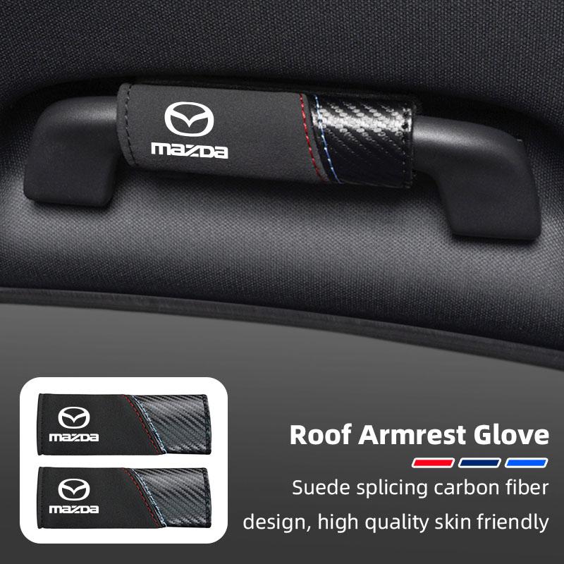 2Pcs Leather Car Door Armrest Case Auto Roof Handle Cover For Mazda 2 3 6 5 Atenza CX3 CX5 MX5 CX7 Axela CX30 CX90 CX60 CX50 MX3