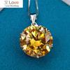 New Domineering 10 Carat Yellow Moissan Diamond Necklace Pendant Lucky Yellow Noble Hearts &Arrows Cut Jewelry Accessories