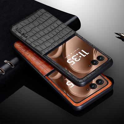 Чехол для Moto Razr 60 Ultra для Moto Razr 50 Ultra, Премиальная задняя крышка телефона из искусственной кожи с рисунком под крокодила для чехла Moto Razr 60 Ultra