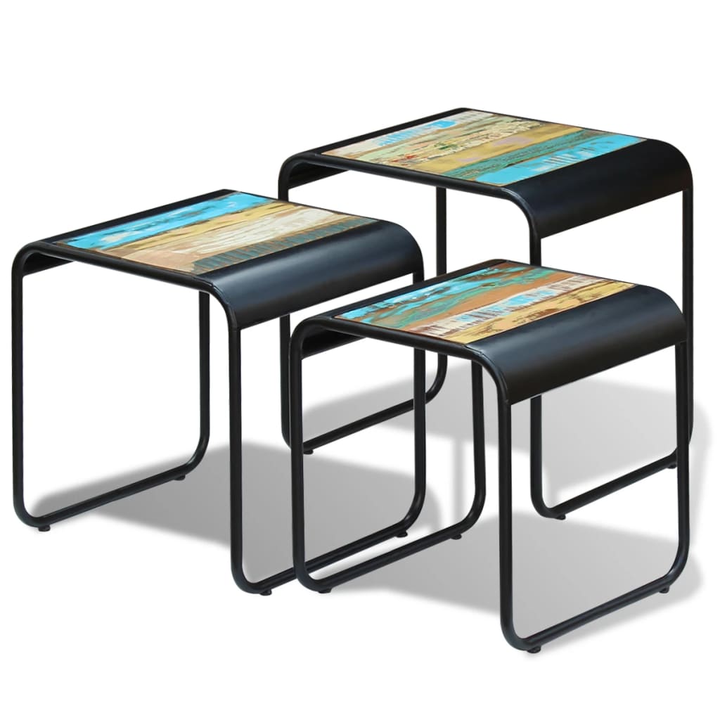 3 piece nesting table set reclaimed wood