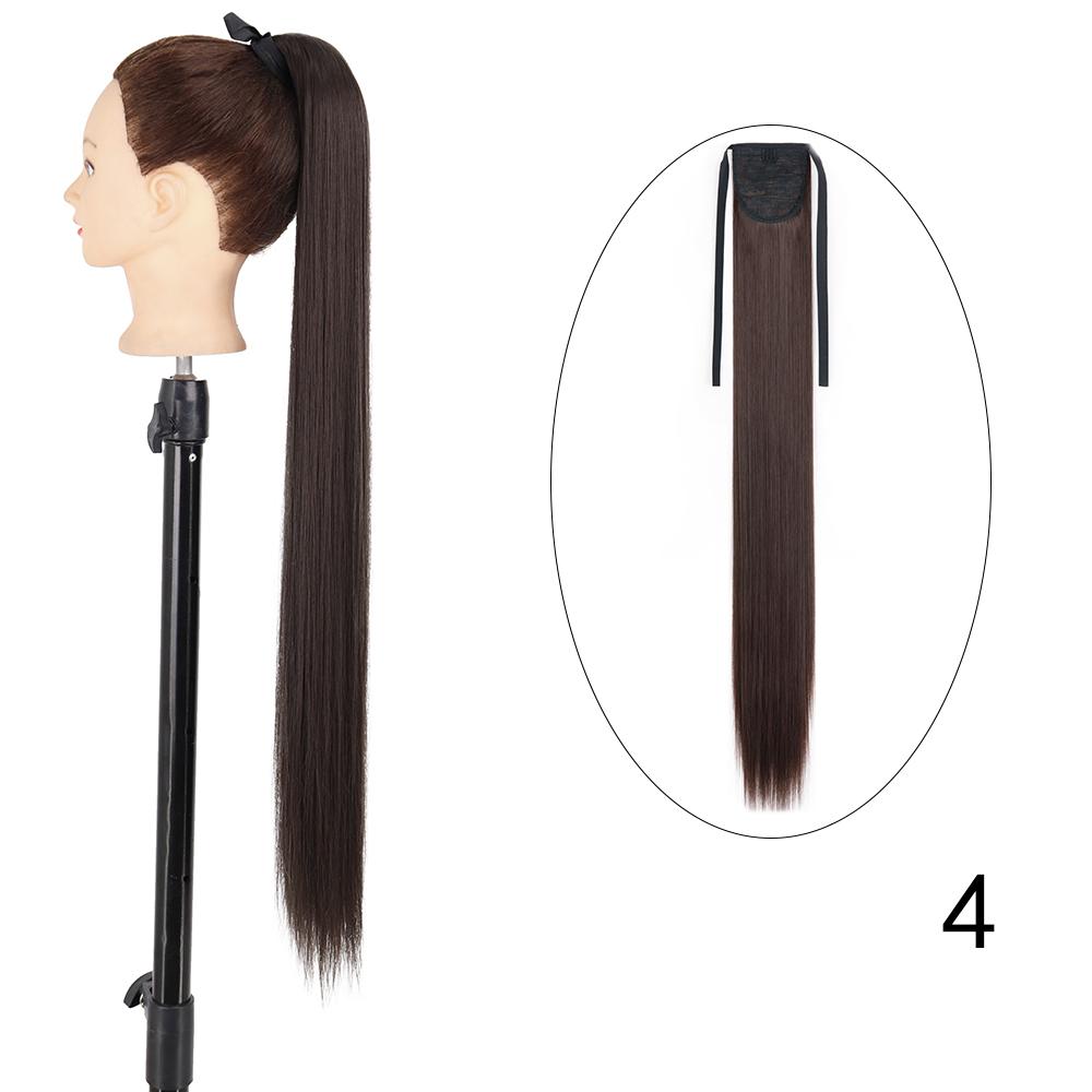 MERISIHAIR Длинный прямой галстук-бабочка на заколке для наращивания волос 55 85 см натуральный черный коричневый синтетический хвощ для женщин