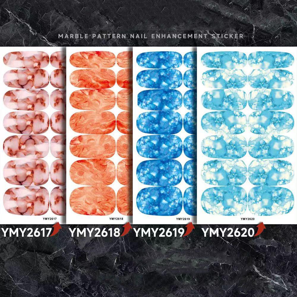 4 New Nail Accessories Marble Smudged Star Paper Mesh Red Nail with Laser Nail Stickers