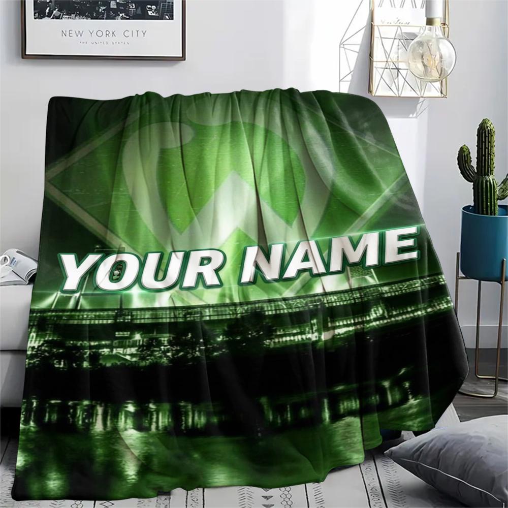 1PC Custom Name SV Werder Bremen Patterned Flannel Blanket Suitable For All Seasons for Home Decor Warmth and Comfort Gifts Holiday Present