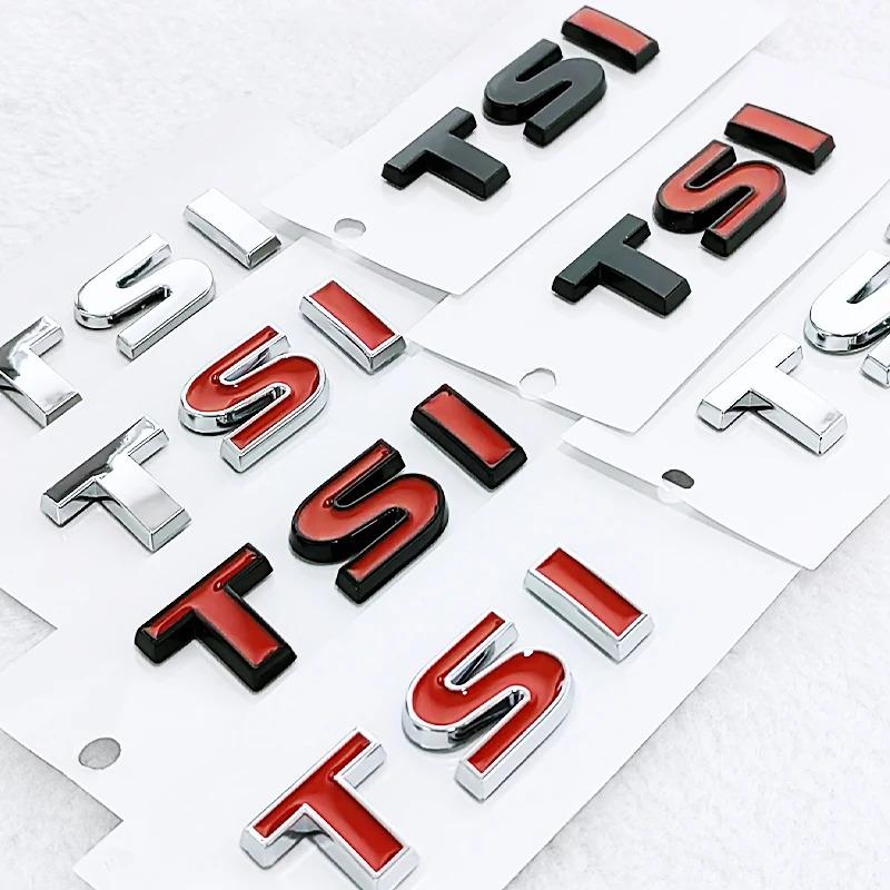 YKPSC1 New 3d ABS Chrome Black Logo TSI Emblem Letters Car Trunk Badge For VW car 4 5 6 7 TSI Sticker Accessories
