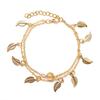 Women Double Chain Leaves Pendant Anklet Foot Bohemian Handmade Beads Anklets Foot Gothic Jewelry