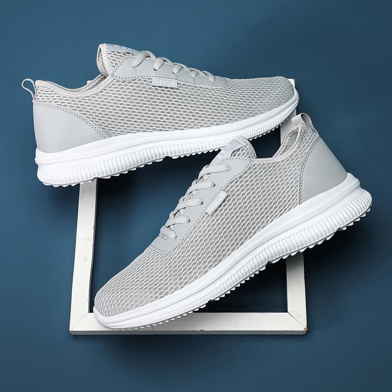 Модные летние сетчатые туфли мужские кроссовки дышащие легкие мужские повседневные туфли на шнуровке обувь для ходьбы удобная мужская обувь