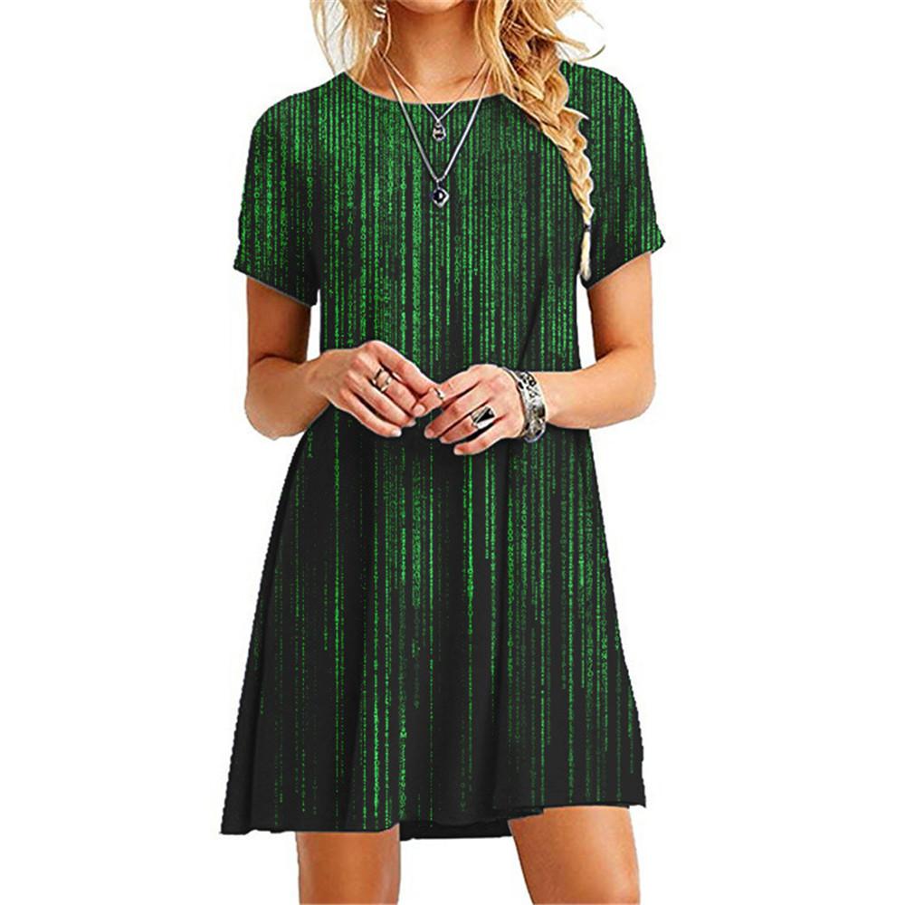 Платье ужасов с черепом и цветочным принтом, женские свободные повседневные платья большого размера, летнее модное уличное платье Kawaii с коротким рукавом