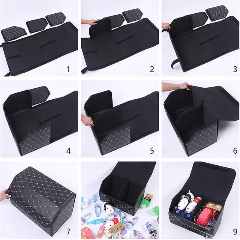 Car storage box car trunk storage storage box leather storage box box folding multi-functional car supplies travel outing