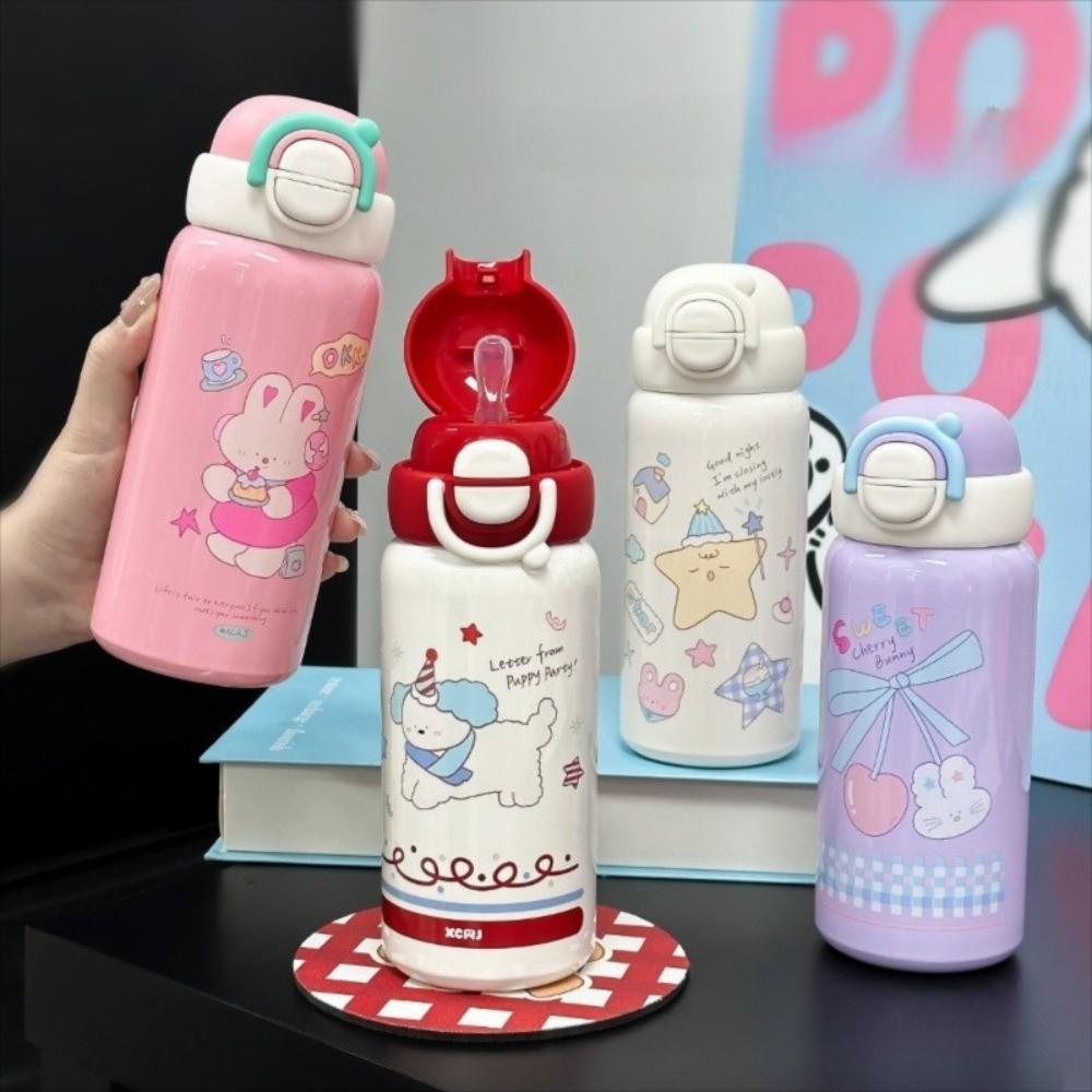 500ml Coffee Mug Stainless Steel Students Sippy Cup Cute Travel Water Bottle