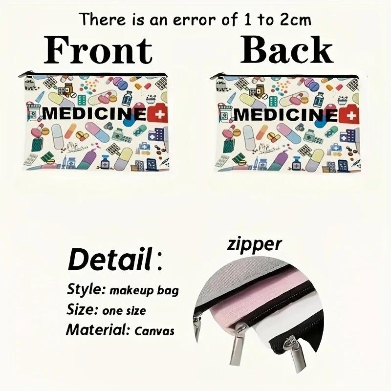 Женская холщовая косметичка на тему медицины, дорожная косметичка, сумка для туалетных принадлежностей, складная косметичка на молнии, портативная сумка для хранения