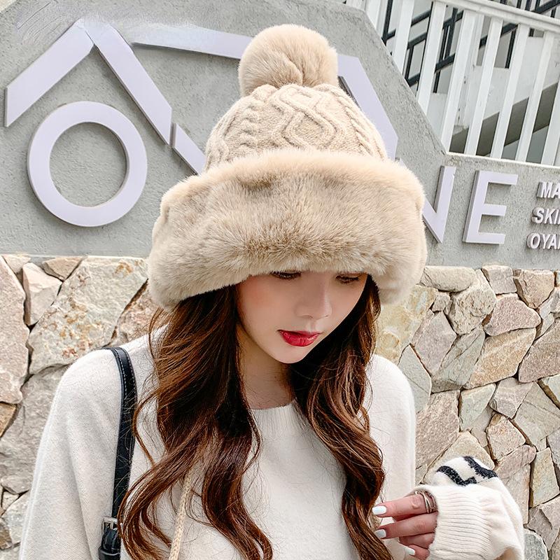 Women's Cashmere Hat Three Wool Balls Autumn Winter Cap Cute Fleece Thickened Warm Solid Knitted Hats