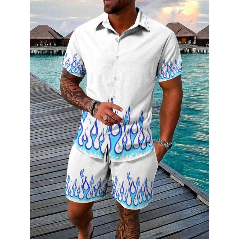 Men's Hawaiian Short-sleeved Shirt And Beach Shorts Set Beach Resort Men's Casual Shirt Summer Everyday Men's Sports Shorts