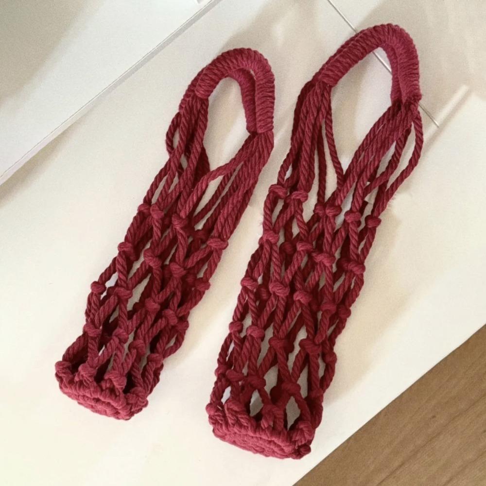 Hollow Out Water Bottle Bags Woven Portable Carrying Bag Foldable Coffee Cup Holder