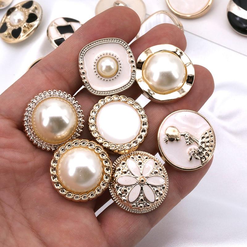 10pcs Pretty Plating Buttons Square Round Buttons Coat Windbreaker Sweater Accessories Various Styles DIY Sewing Supplies