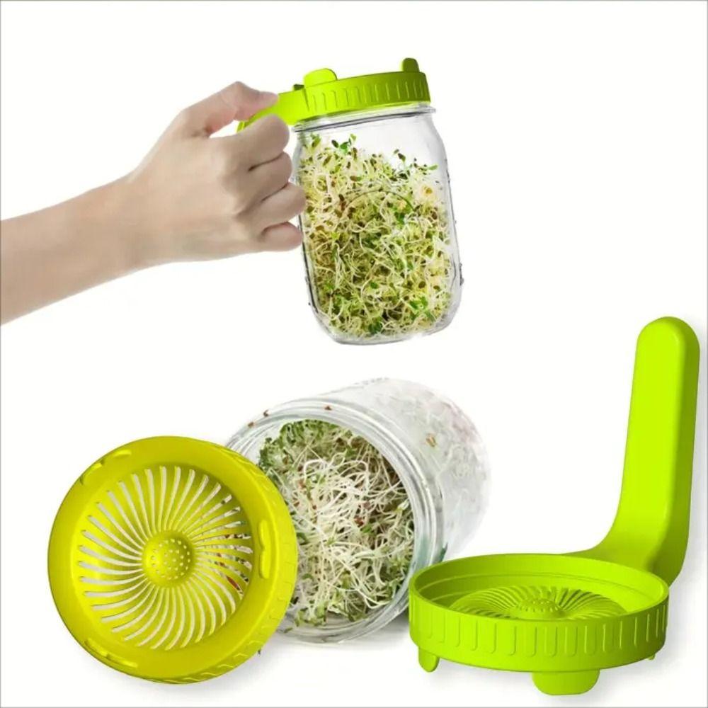 Green Sprouting lids Plastic Strainer Lid Food Grade Mason Jar Lid Growing Seed Crop