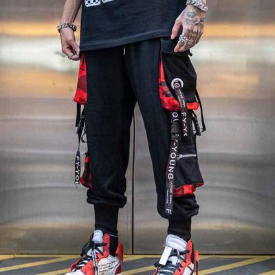 Женские и мужские брюки-карго с карманами на ленте, беговые брюки с эластичной резинкой на талии, уличная одежда в стиле Харадзюку, хлопковые брюки в стиле панк в стиле панк