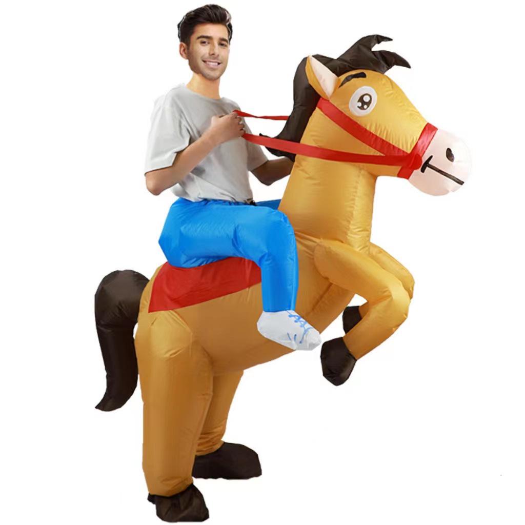 Надувной костюм лошади на Хэллоуин для косплея родителя и ребенка - Забавный костюм для верховой езды на животном